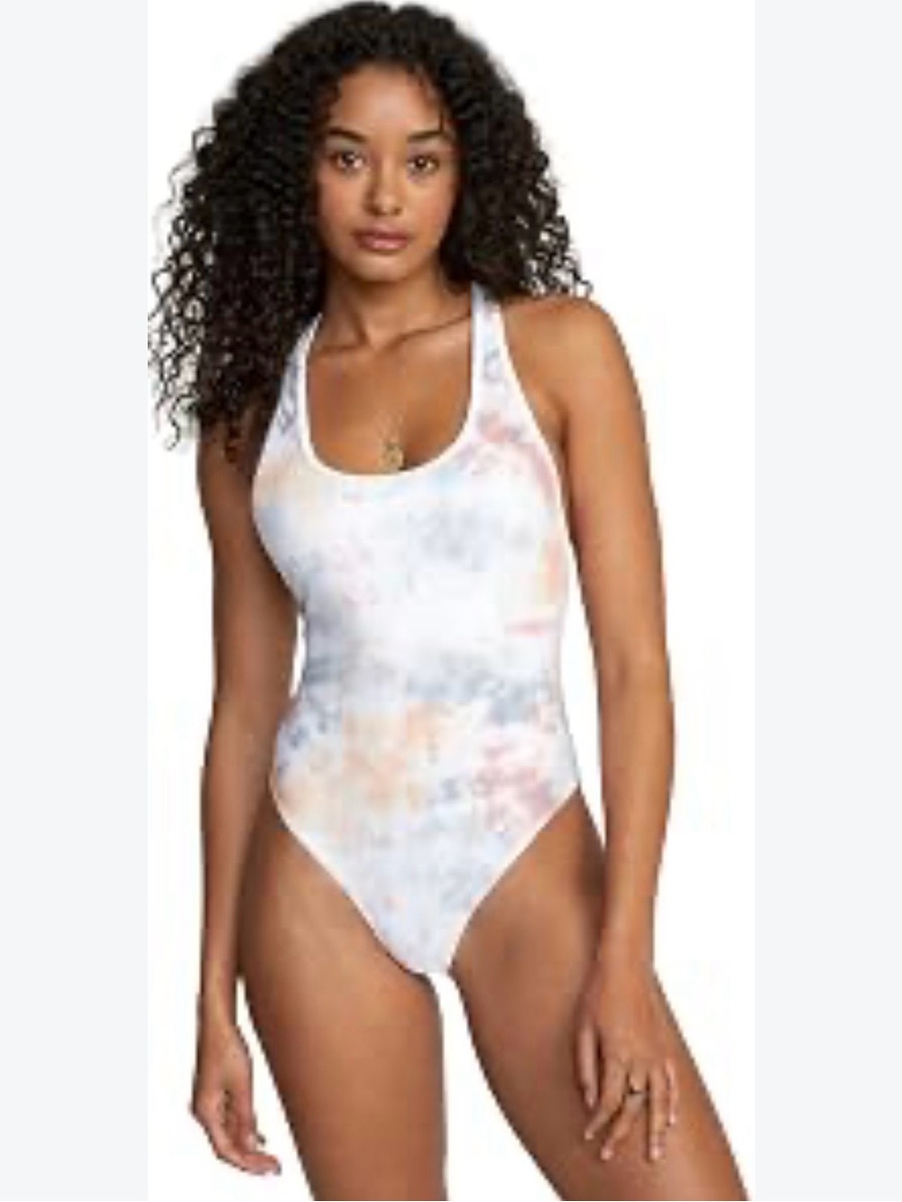 RVCA Binded Cheeky One-Piece Swimsuit Pastel Tie-Dye Watercolor Woman's XL NWT